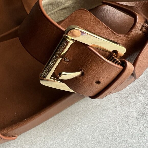Michael Kors Tan Brown Strappy Leather Sandals Size 7.5 M - Picture 10 of 12
